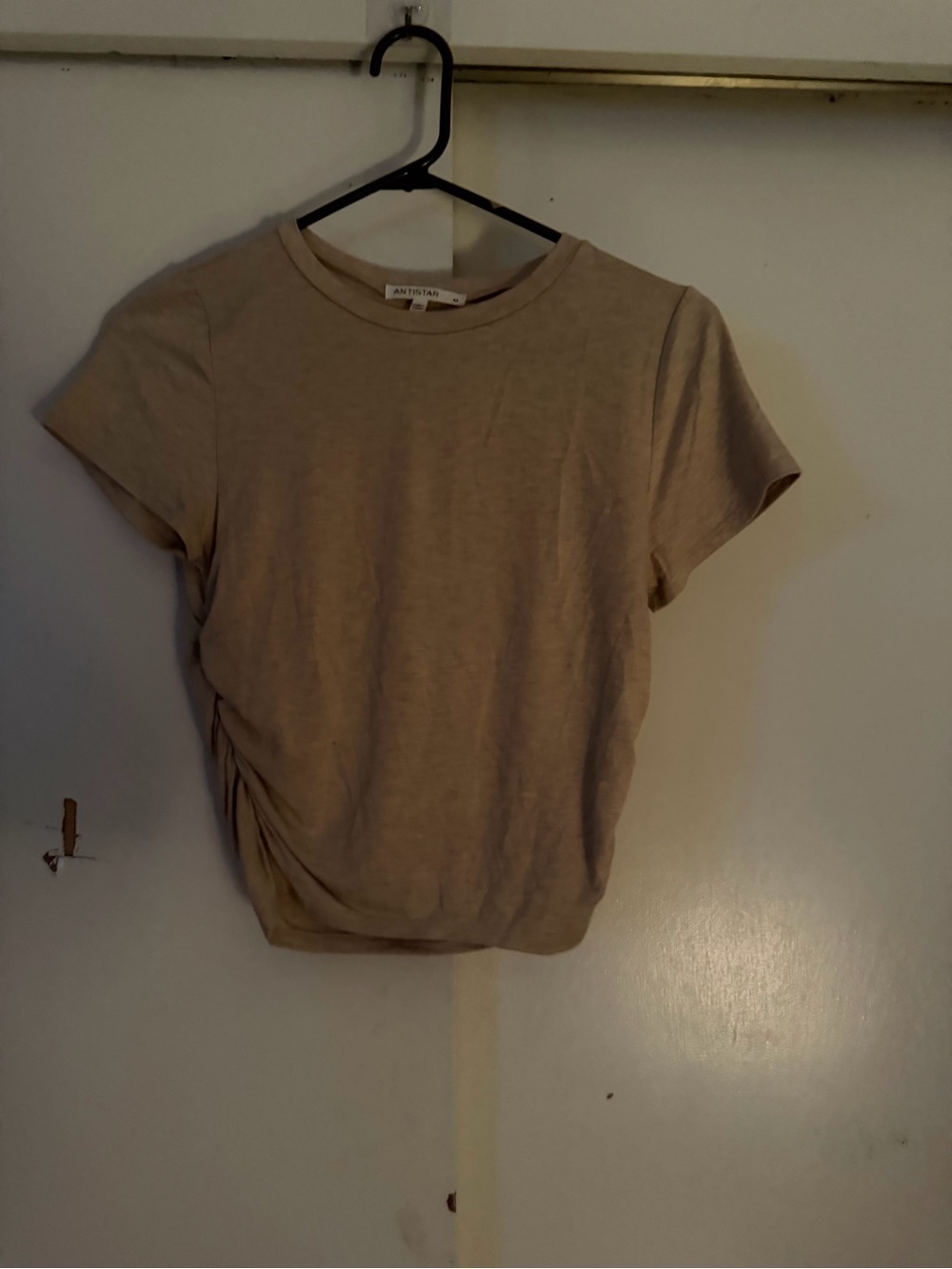 a new day Beige Short Sleeve Side-Ruched Tee